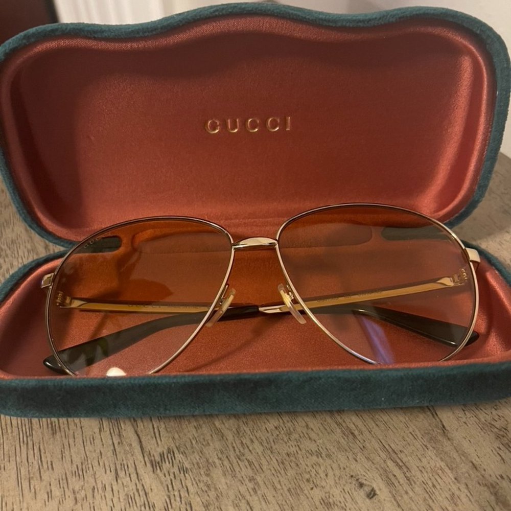 Gucci Yellow 61mm Aviator Sunglasses
